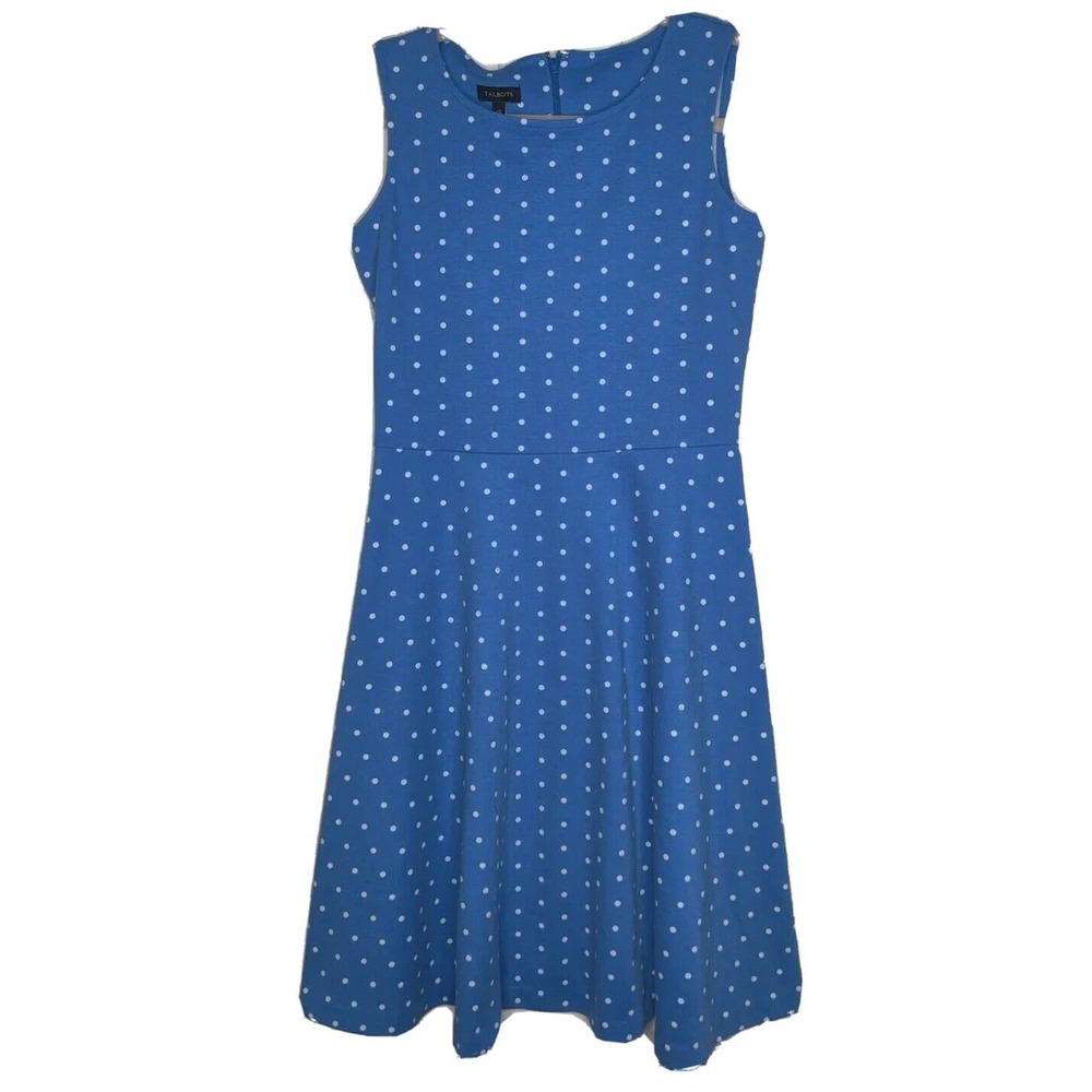 Talbots Blue White Polka Dot Sleeveless Dress I Love Lucy Size XS Extra Small